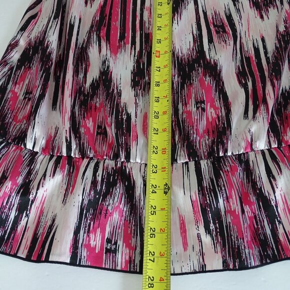Cato Pink Black Abstract Tunic Top Woman Size 14W 16W Short Sleeve Ruffle Hem - Picture 5 of 5